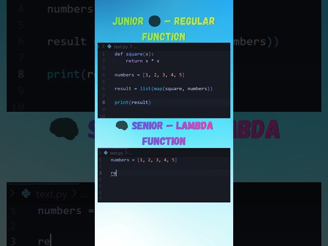 Python lambda Functions Explained in Seconds 🐍 Junior vs Senior #python #coding #learnpython #shorts