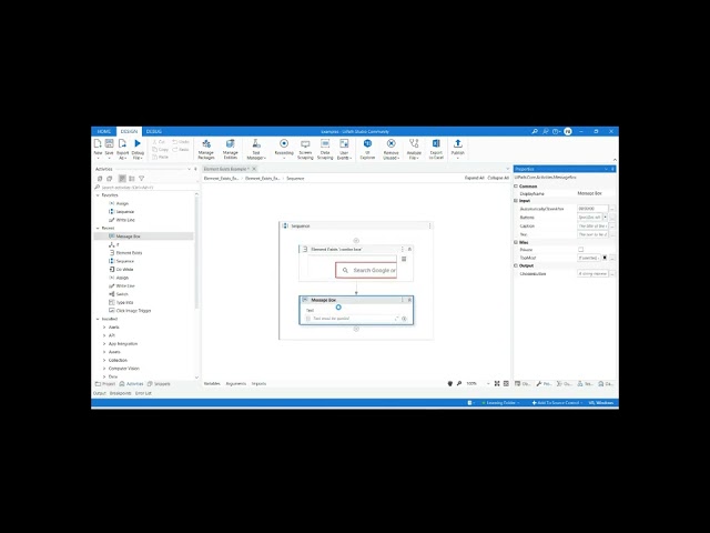 Explanation and usage of Element Exists in UiPath Studio tutorial