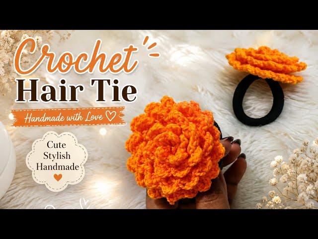 Crochet flower hair tie 😍 #tutorial #video #trending #youtube 