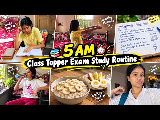 🔥 5 Am MORNING - NIGHT STUDY ROUTINE 📚 | Class Topper Exam Routine📍