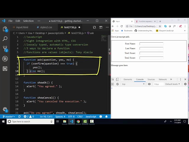 javascript.info The Modern JavaScript Tutorial 2.15 Callback Functions