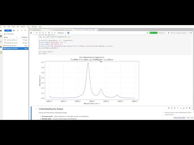 Simulating Methane Absorbance Using the HITRAN Database on a Jupyter Lab Notebook