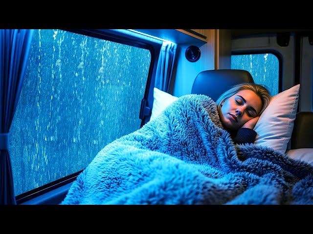Sleep Instantly Within Minutes with Torrential Rain & Thunder on Vintage Car in Old Town at Night