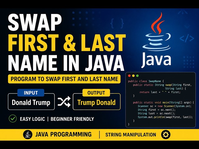 Swap First and Last Name in Java | String Manipulation Program