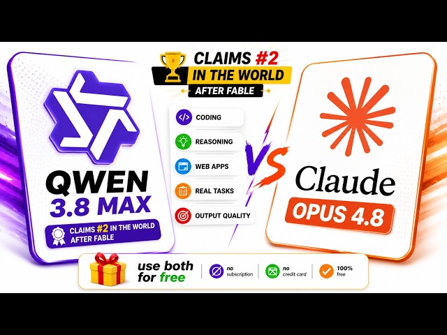 Qwen 3.8 Max Claims #2 in the World... So I Tested It Against Claude Opus 4.8 (+ Use Both FREE)