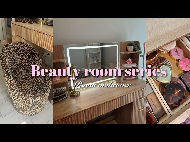 BEAUTY ROOM SERIES ♡: new vanity chair, organizing makeup collection & decorating (chic aesthetic) 