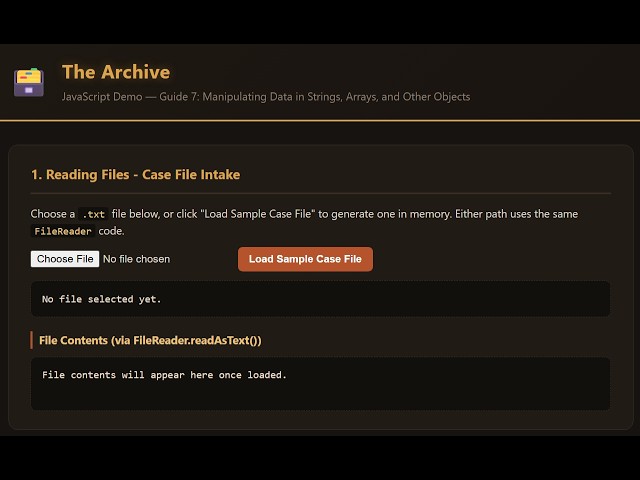 JavaScript Chapter 7 Lecture and Demo - Manipulating Data in Strings, Arrays, and Other Objects