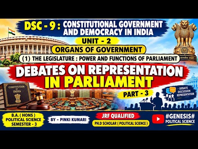 THE LEGISLATURE: POWER & FUNCTIONS OF PARLIAMENT, DEBATES ON REPRESENTATION IN PARLIAMENT | PART - 3