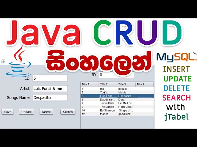 Java MySql CRUD operations INSERT, UPDATE, DELETE, SEARCH | Java CRUD in Sinhala #java #javasinhala