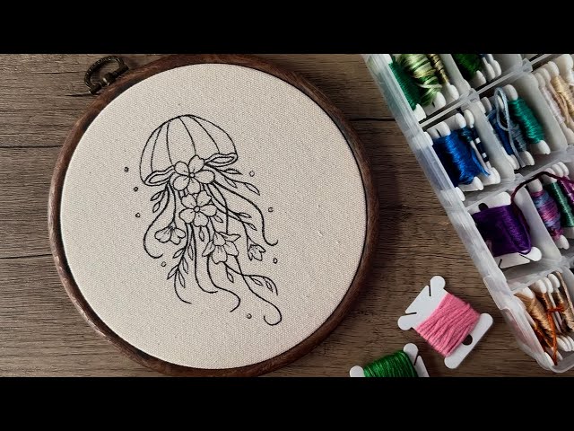 Floral jellyfish embroidery video || Hand embroidery for beginners - Let’s Explore 