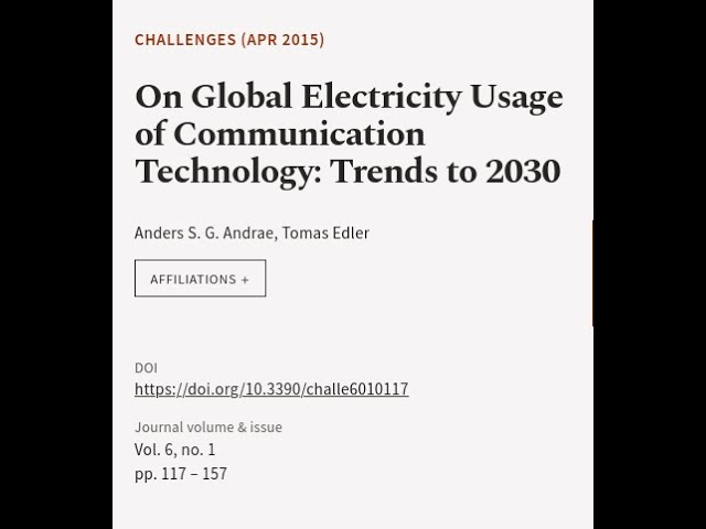 On Global Electricity Usage of Communication Technology: Trends to 2030 | RTCL.TV
