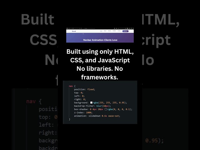 Professional Navbar Animation Made Easy #coding #webdesign #shorts