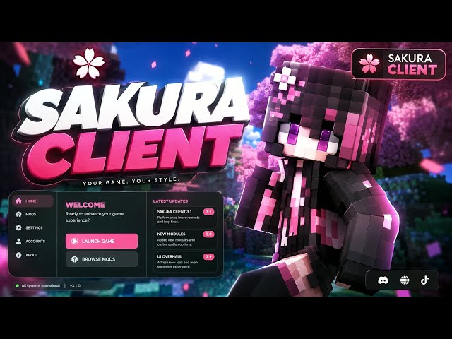 Sakura Client - Best FREE Minecraft Hacked Client For Java (1.8.9 - 1.21.11+)