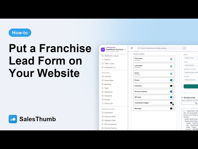 How to put a franchise lead form on your website in SalesThumb