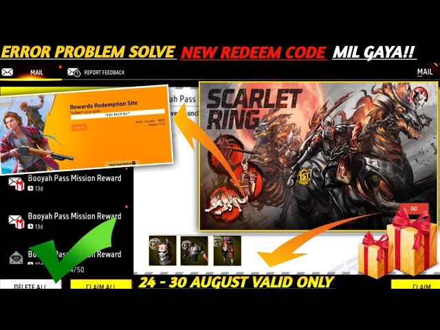 FREE FIRE REDEEM CODE TODAY AUGUST 24 REDEEM CODE FREE FIRE | FF REDEEM CODE TODAY AUGUST 24