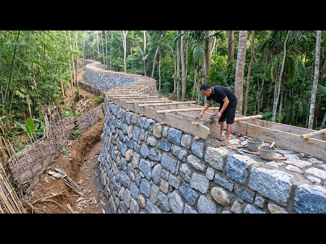 Primitive Skills: The Man Hand-Carried Thousands of Heavy Stones to Build a Massive Stone Wall.