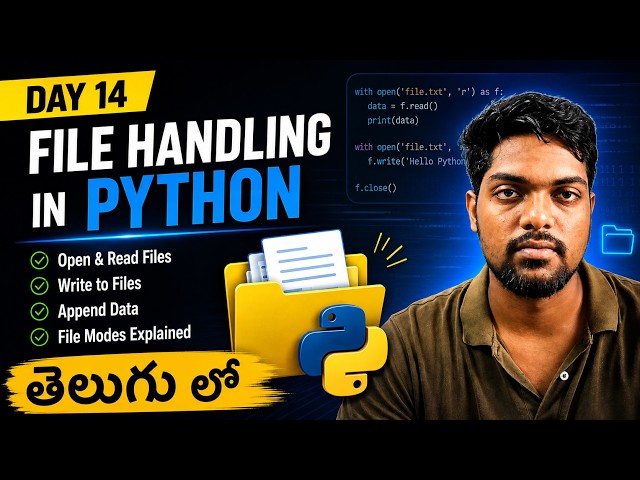 Python Day 14 – File Handling in Python |@Intense_Guy_yt | #python #telugu #code