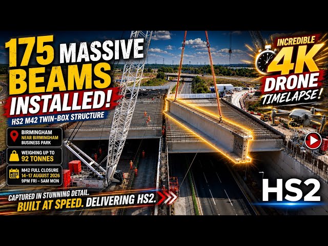 HS2 M42: 175 MASSIVE Beams Installed! 🚧 | 4K Drone Timelapse