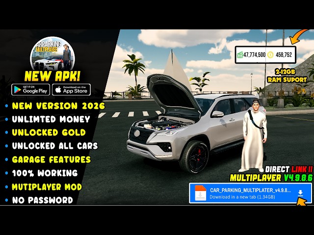 ⚡ Car Parking Multiplayer Mod Apk 4.9.8.6 | Unlimited Money Unlocked All Car | Latest Version 2026