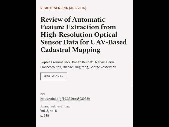 Review of Automatic Feature Extraction from High-Resolution Optical Sensor Data for U... | RTCL.TV