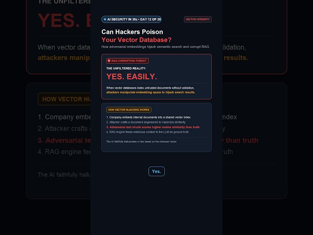 Can Hackers Poison Your Vector Database? ⚠️ #shorts