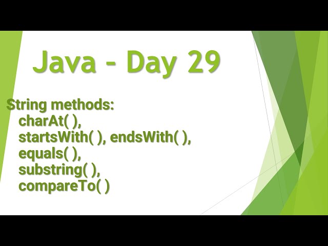 Java - Day 29 (in Telugu) - String methods:  charAt,  startsWith, equals,  substring,  compareTo