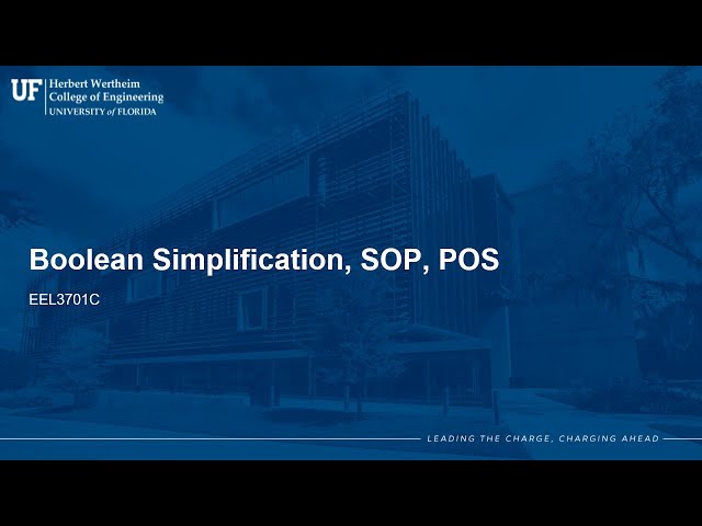 Boolean Simplification, SOP, POS