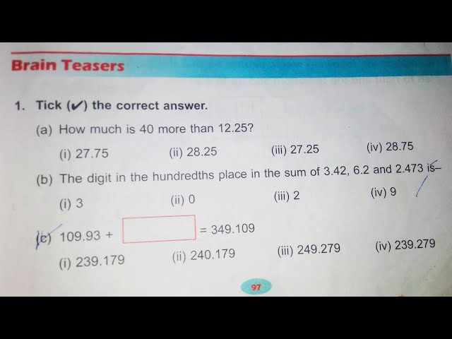 Dav Class 5 Unit 6 Brain Teasers || Addition & Subtraction Of Decimal Number || @madhubanclasses