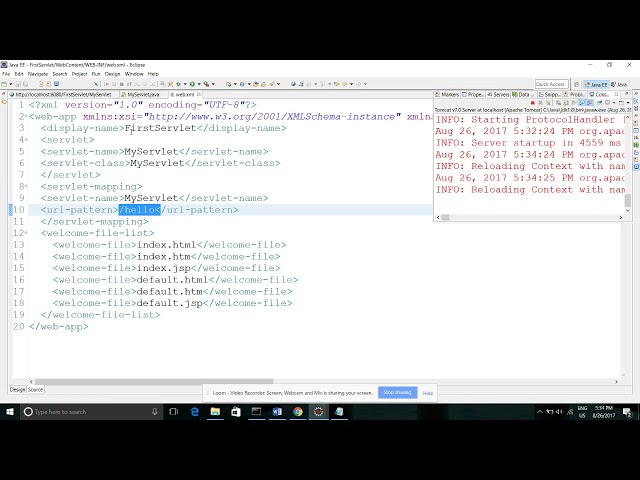 How to create Servlet application using web.xml?