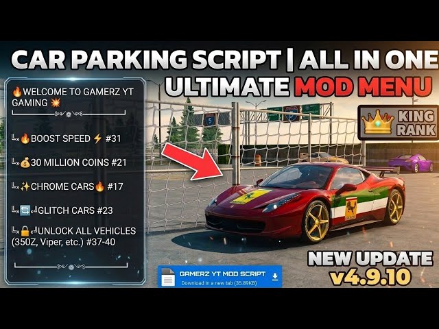 New Script Menu [ALL IN ONE MENU] Car Parking Multiplayer 4.9.10