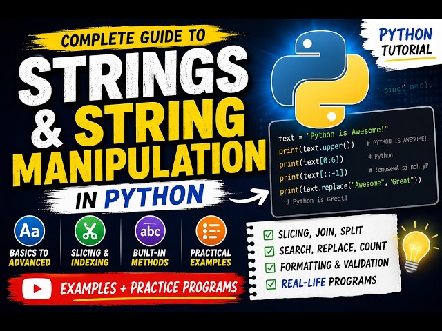 Python Strings & String Manipulation Tutorial | Complete Guide for Beginners