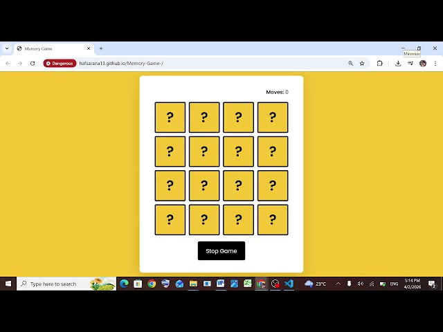 Memory Game Javascript Project | HTML, CSS, Javascript