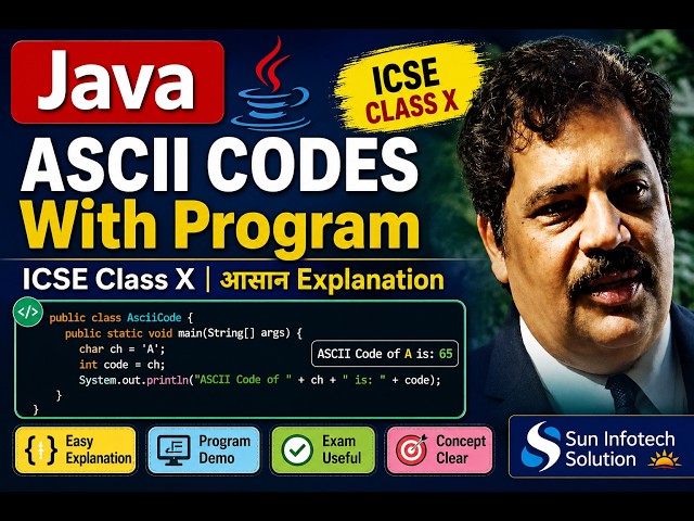 Ascii Code in Java lecture by Khurana Sir for Class ICSE IX and X #icsecomputer #computericse #java