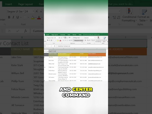 Excel Merge & Center:  Centering Your Worksheet Title