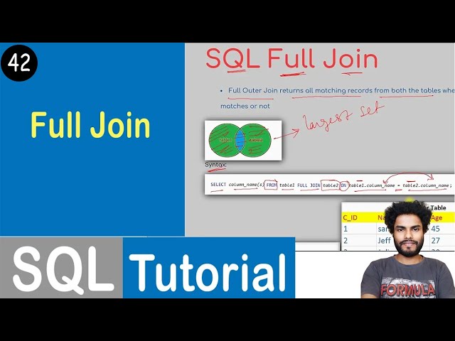 #42 Full Join in SQL | Full Outer Join | SQL Tutorial