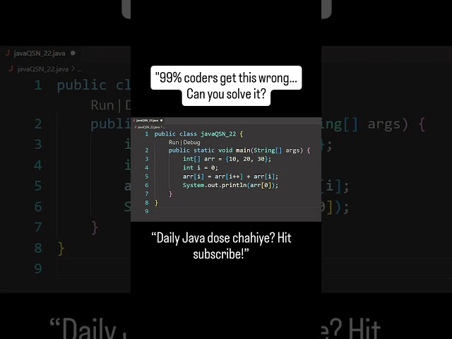 #CodarJava #JavaShorts #LearnJava #JavaProgramming #JavaTutorial  #DebugJava #JavaTips #JavaBasics