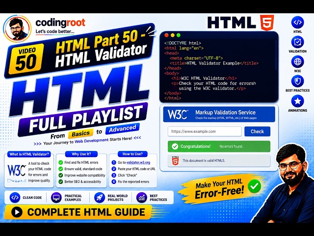 Complete HTML Tutorials for Beginners | Part - 50 HTML validator w3c | #html #codingroot Coding Root