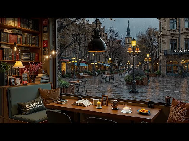 Warm Jazz at a Rainy European Café 🎶 Piano Jazz Instrumental for Work, Study and Relaxation
