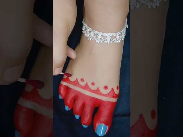 Bengali Alta feet design 💞 #altadesign #shortsfeed #viralreels #new #chathpuja #durgapuja #trending