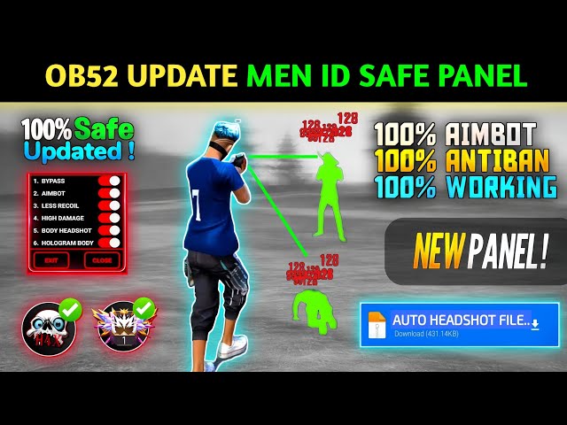 OB52 Update ⚡ Free Fire Max Panel Injector | Auto Headshot + Aimbot Hack | 100% Rank Working