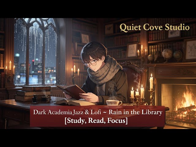 Dark Academia Aesthetic Lofi | Rain in the Library Study & Concentration Mix