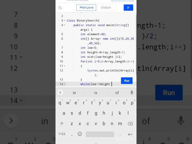 Binary search Java program #codingguru #youtubeshorts 😎
