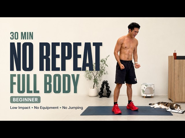 30 MIN Full Body Beginner Workout | DAY 14 30 Day Low Impact Challenge (No Equipment / No Repeat)