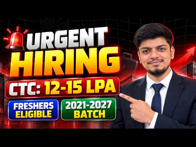 Urgent Hiring | Off-Campus Hiring 2021-2027 BATCH | CTC: 12-15 LPA | Freshers Eligible