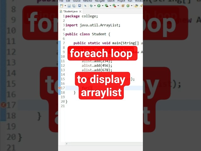 foreach loop to display arraylist