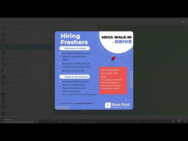 Hiring Freshers #madurai Job Node.js Business Analyst Job walk-in drive Don't miss this any degree