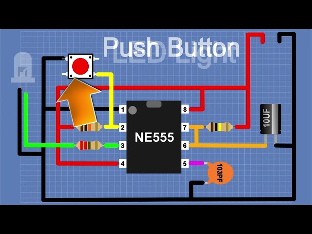 555 timer projects🐇led|Push Button On Off Switch Circuit🐇battery🐇dc motor circuit diagram
