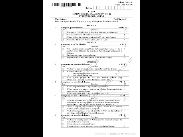 PYTHON PROGRAMMING KNC-402 |AKTU BTECH 4th SEM|