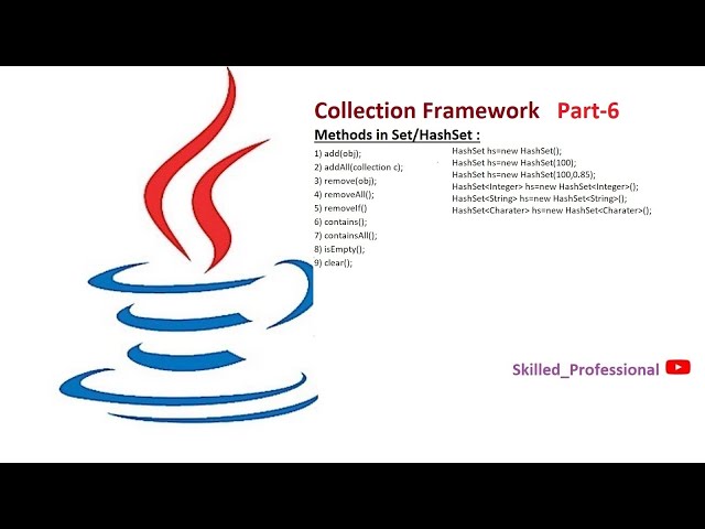 #6 Collection framework in java | HashSet Concept | Methods in HashSet & Set | Hands-on