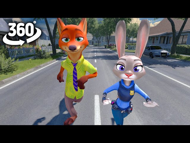 Zootopia Judy & Nick in Village ! | 360° VR Animation